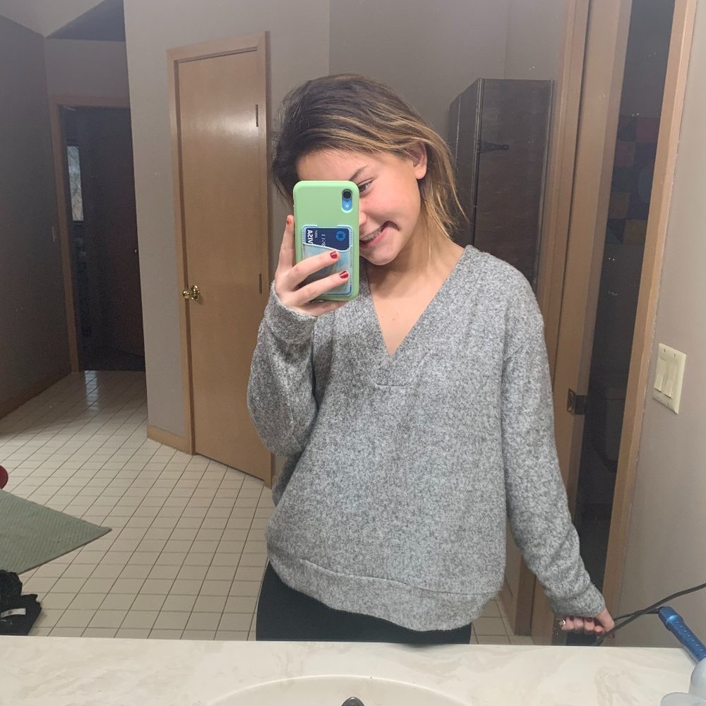 Grey V-Neck Sweater